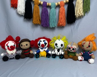 Horror Movie Plush Toy, Slasher Crochet Doll, Halloween Amigurumi Doll, Movie Classics Halloween Doll, Horror Movie Characters Plushies