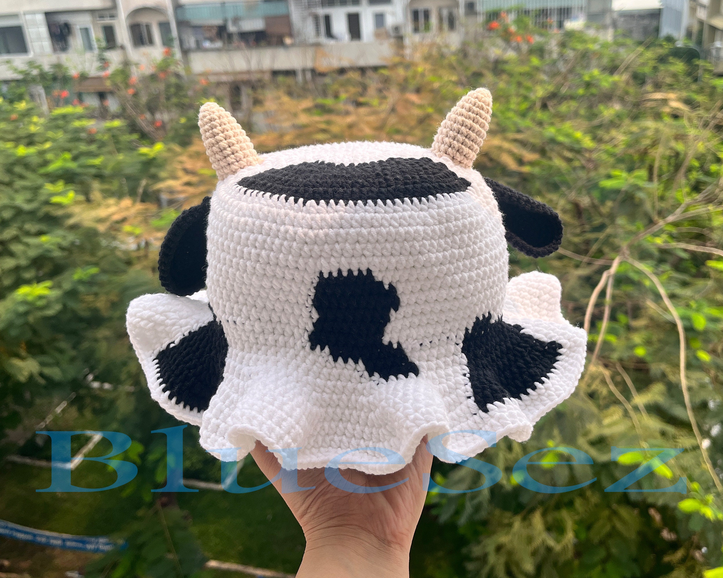 Chapeau Seau Avec Motif Vache Et Oreilles - Style Rétro Années 90, Réversible, Pour Déguisement, Festival, Quotidien