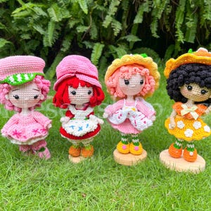 Handmade Strawberry Princess and Friends - Cute Crochet Girl Doll, Strawberry Amigurumi Doll, Inspired Shortcake Plush Fruit, Girly Gift