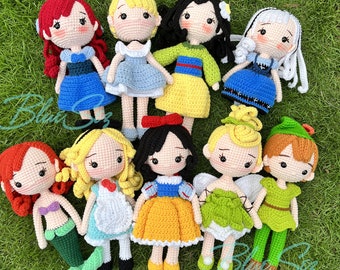 ディズニープリンセスのかぎ針編み人形、あみぐるみプリンセス人形