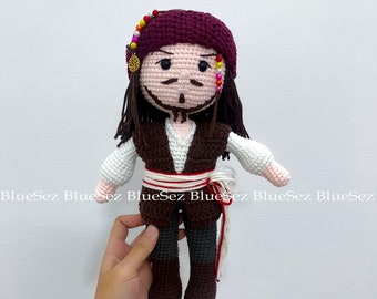 Jack Sparrow inspirierte Häkelpuppe - Fluch der Karibik Captain Jack Sparrow Johnny Depp Amigurumi, Captain Jack Sparrow Plüschtier