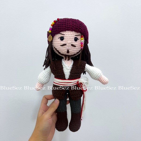 Jack Sparrow inspirierte Häkelpuppe - Fluch der Karibik Captain Jack Sparrow Johnny Depp Amigurumi, Captain Jack Sparrow Plüschtier