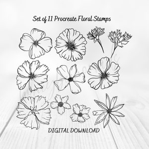 Wildflower Procreate Stamps; 13 in 1 Floral Bundle of Procreate Brushes