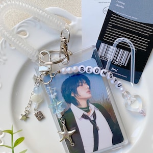 Porta-cartões de acrílico fofo para K-pop, chaveiro com nome personalizado para K-pop, chaveiro de estrela do mar personalizado, acessório para show de fãs de K-pop, pode conter crachá de identificação