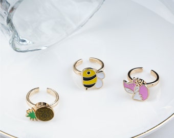 Cartoon Spinner Ring, Emaille Zeichen Ringe, lustige Angst Ring, Fidget Ring, verstellbarer Ring, Ring für Kinder, Mädchenringe, Geburtstagsgeschenke