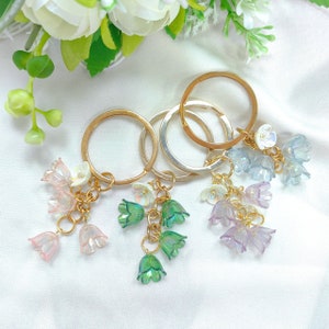 Lily Of The Valley Keychain, Cute Flower Keychain, Handmade Keychain, Floral Key Charm, Girls Keycain, Bag Accessory, Birthday Gift