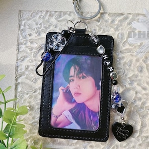 Custom Kpop Name Photocard Keychain,Kpop Photocard Holder,Bias Photocard Holder,Bag Charm, ID Card Holder, Aesthetic Heart Pendant Keychain