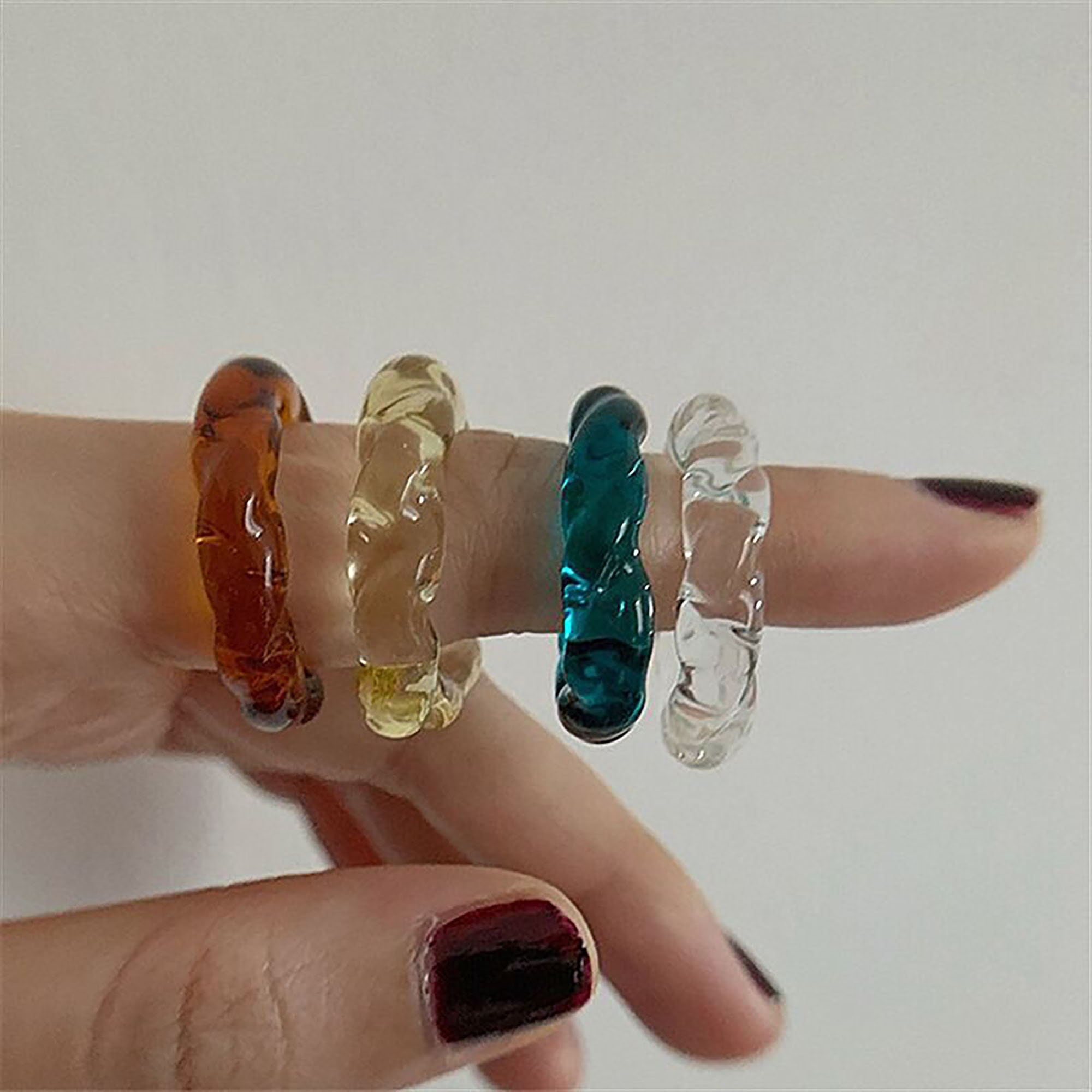 Transparent Color Acrylic Rings Minimalist Stackable Resin Etsy