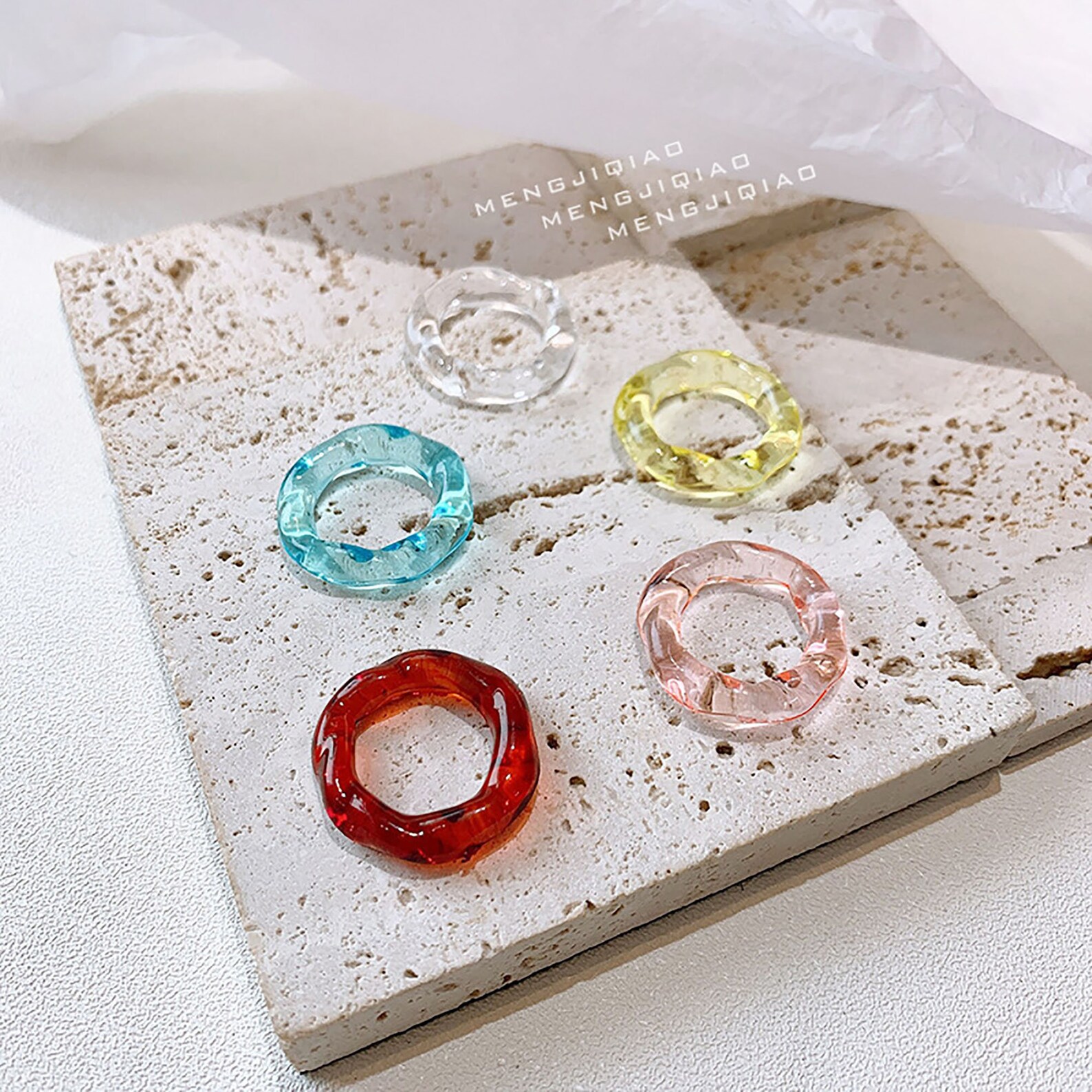 Transparent Color Acrylic Rings Minimalist Stackable Resin Etsy