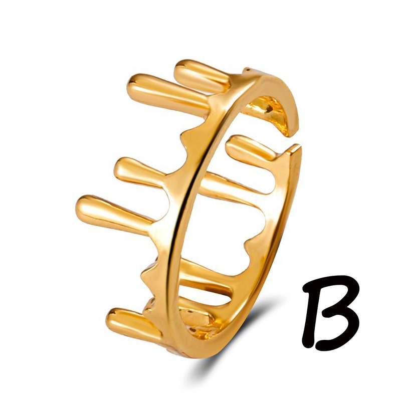 Gold Silver Vermeil Drip Ring Gold Statement Ring Adjustable Etsy