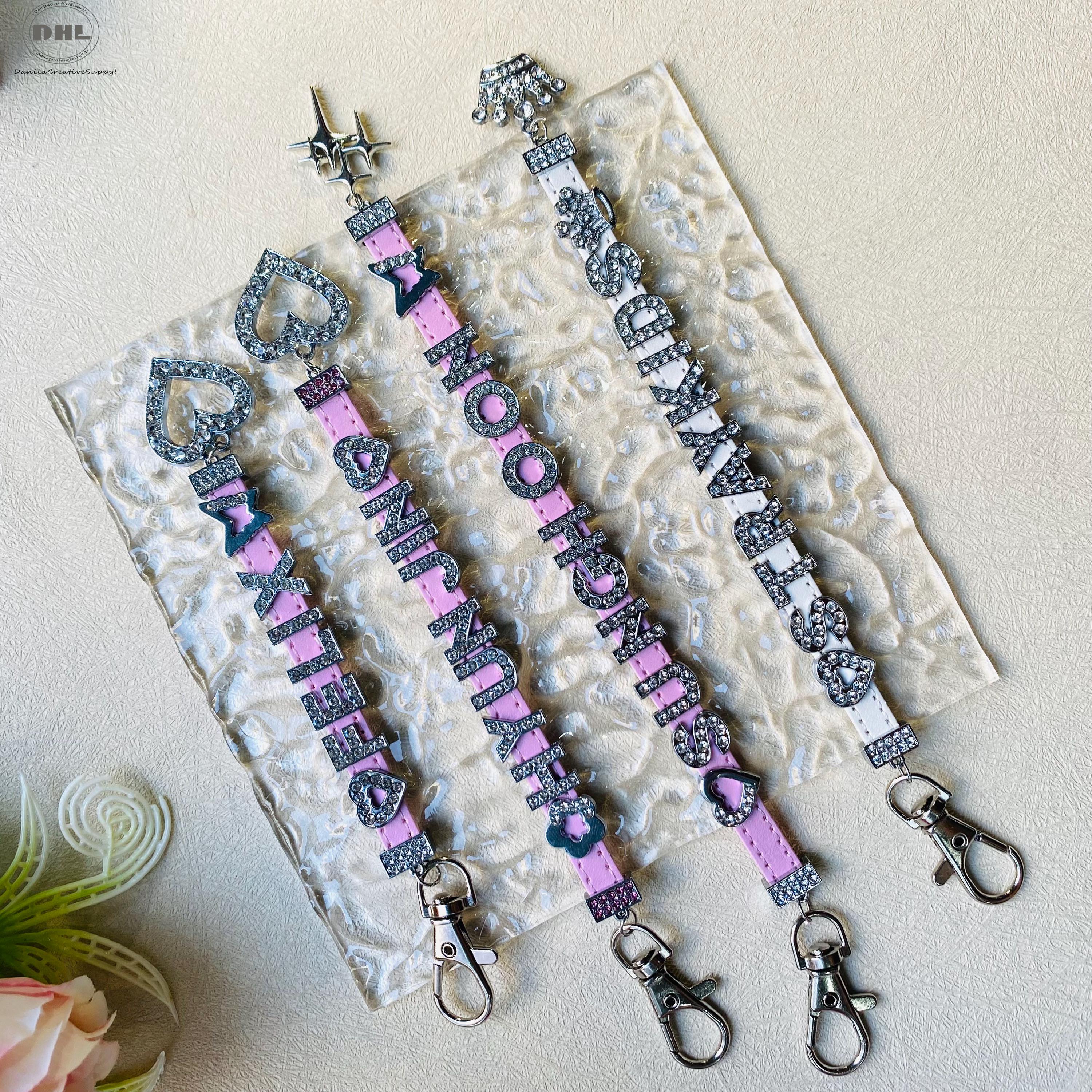 Names With Rhinestone Handmade Customized Name Rhinestone Letter Keychain, Personalized Shiny ...