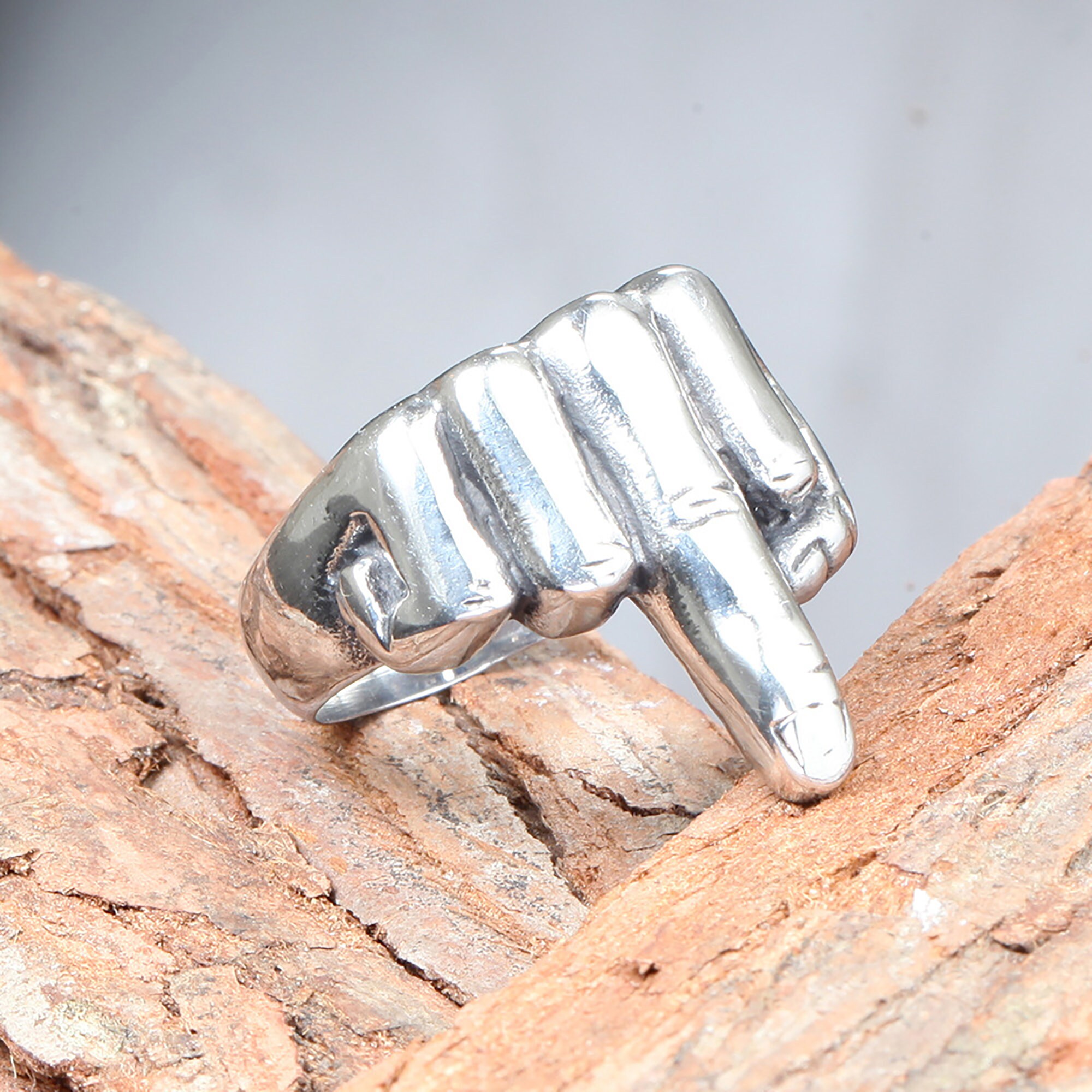 Edelstahl Mittelfinger Ring Kreativer Mittelfinger Punk Rock Etsy