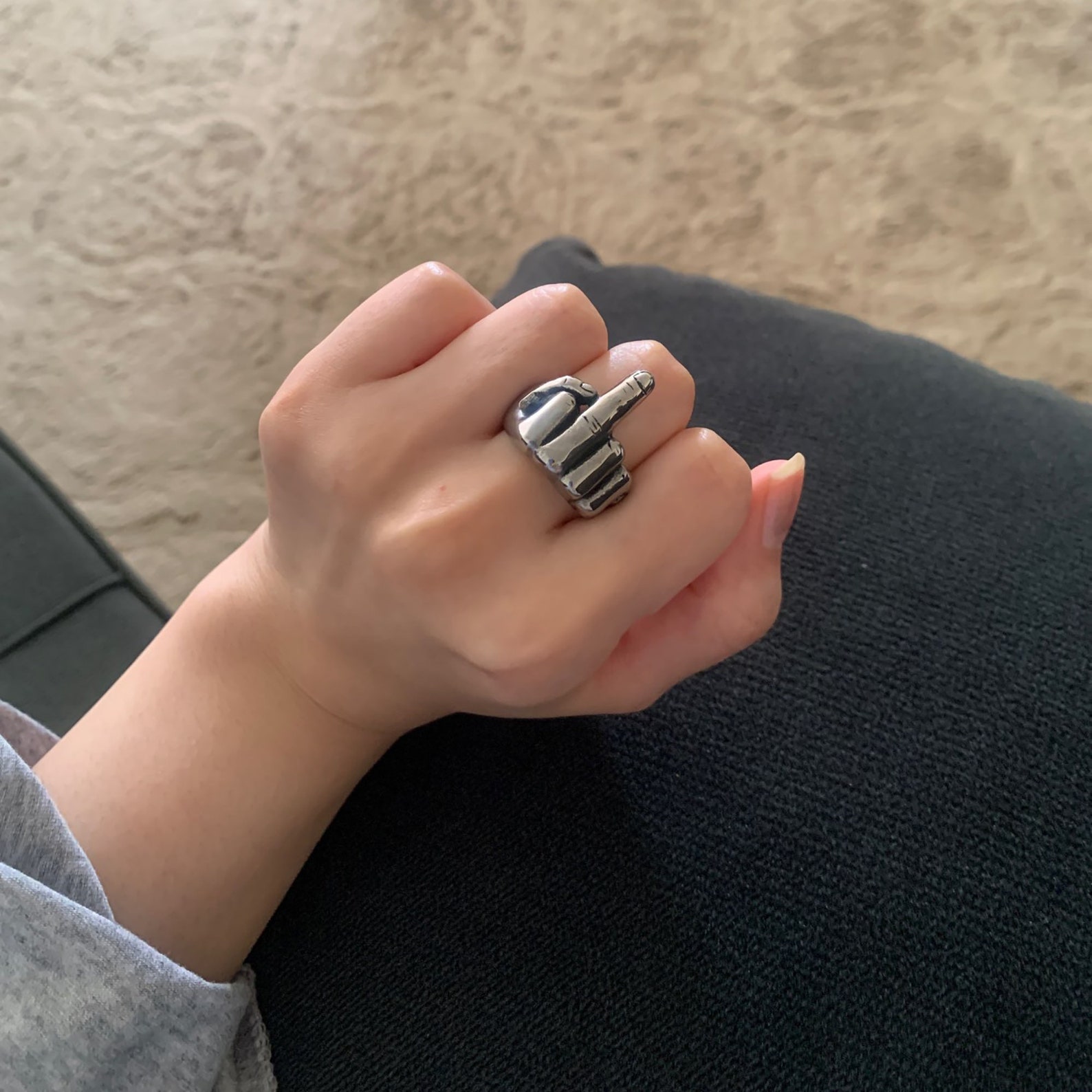 Edelstahl Mittelfinger Ring Kreativer Mittelfinger Punk Rock Etsy
