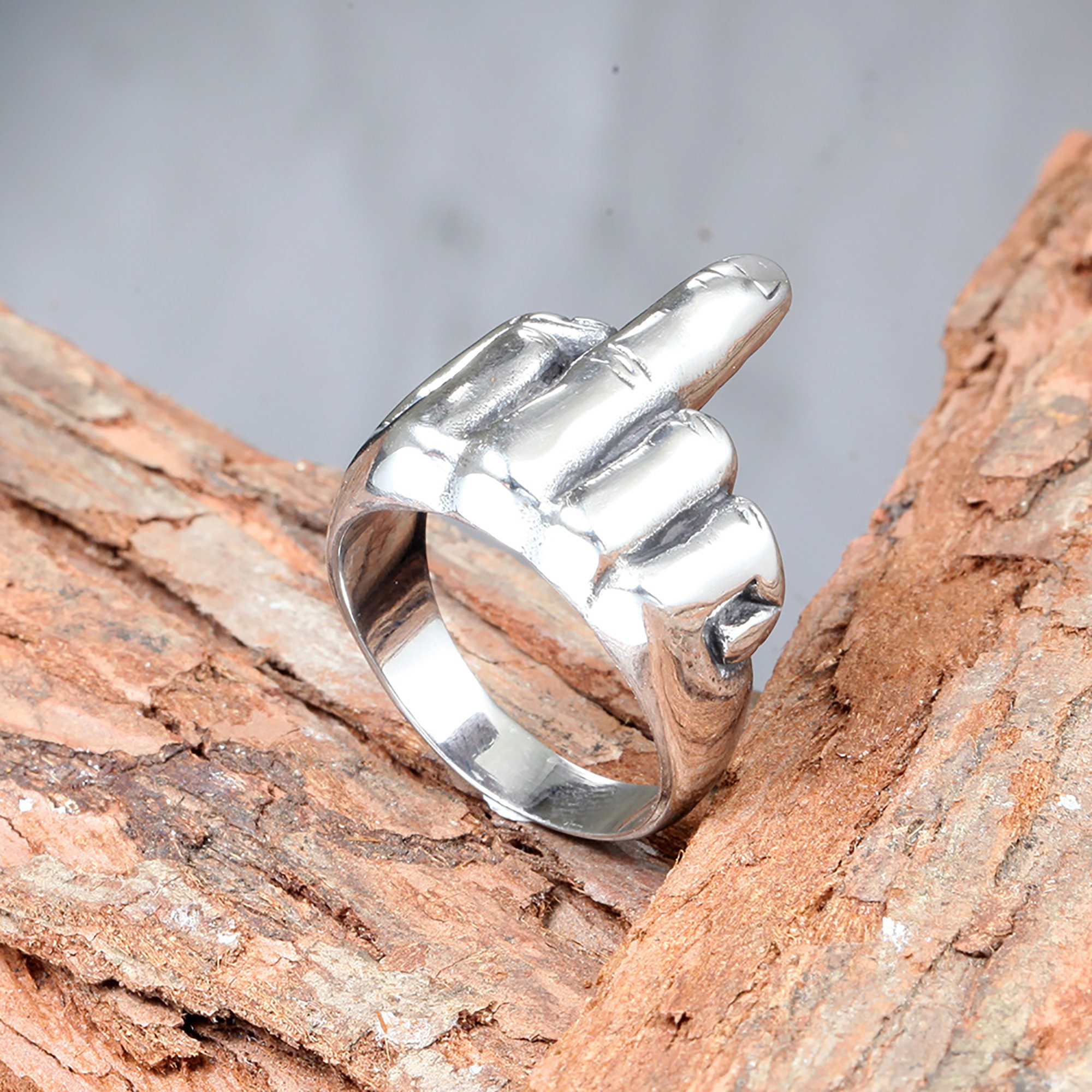 Edelstahl Mittelfinger Ring Kreativer Mittelfinger Punk Rock Etsy