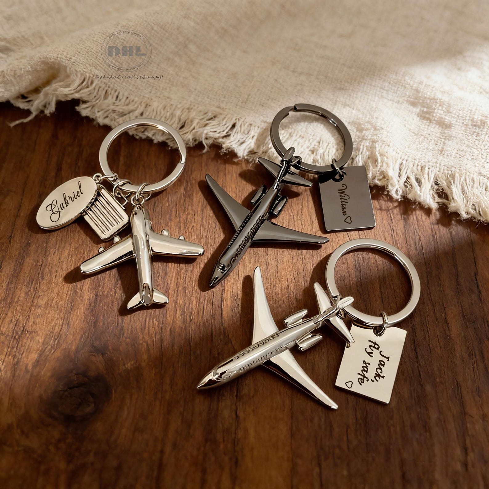 Custom Engraved Fly Safe Keychain,personalized Airplane Keychain,3d ...