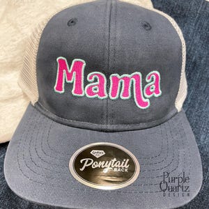 Mama Retro Script 2 Embroidery design, Digitized for hats