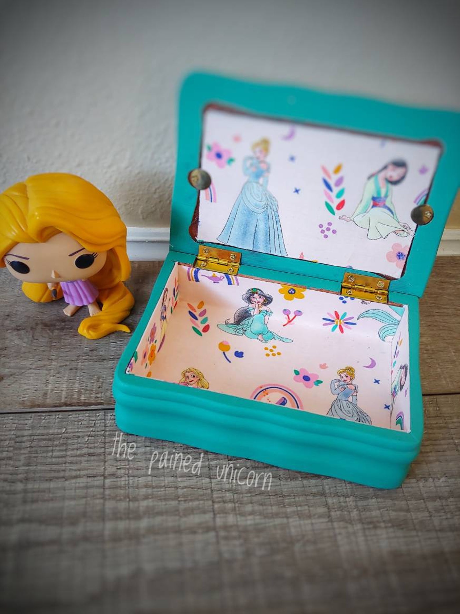 Refinished small Jewelry Box Disney princess Etsy