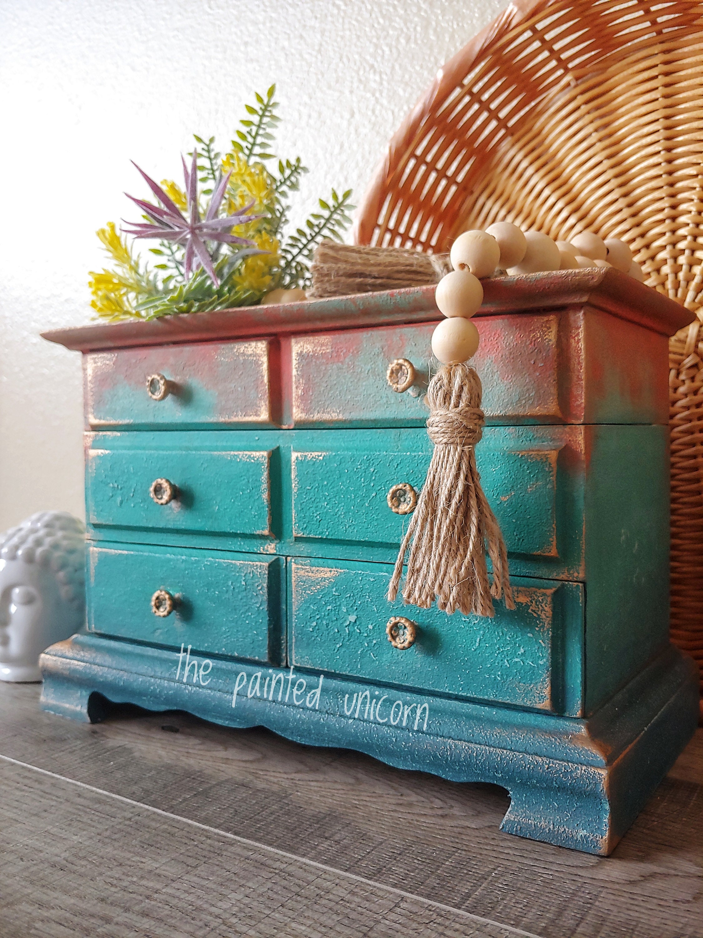 Boho painted jewelry box Etsy