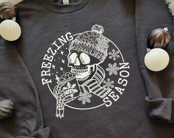 Temporada de congelación Crewneck, Funny Crewneck, Skull Crewneck