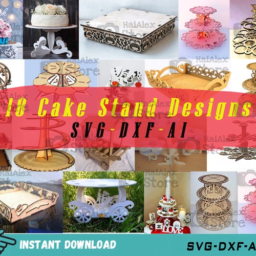 Wooden Birthday Cake Stand Svg Wedding Cake Stand Pattern Etsy