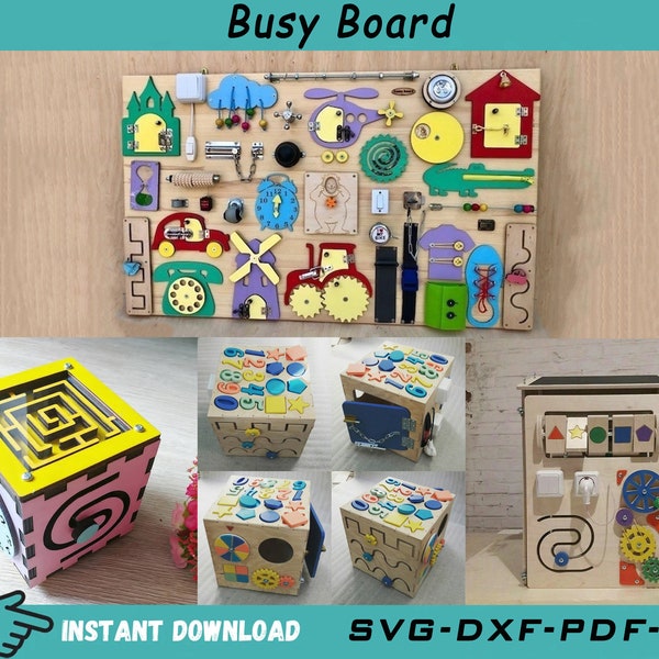 Busy Board Svg File for Laser Cut, Busy Cube Vector Cut File, Educational Toy Design, Puzzle Toy For Kid Svg Dxf Pdf Ai for Laser, Cnc Cut