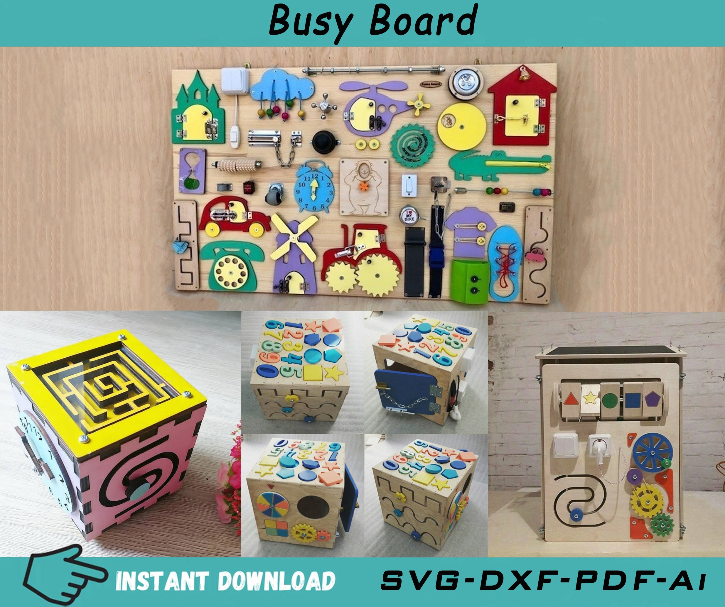 Lil HOUSE Kids Activity Board Busy Board Busyboard Montessori Geoboard Geo Board  Pegboard Peg Board Christmas Gifts Gift for Kids 