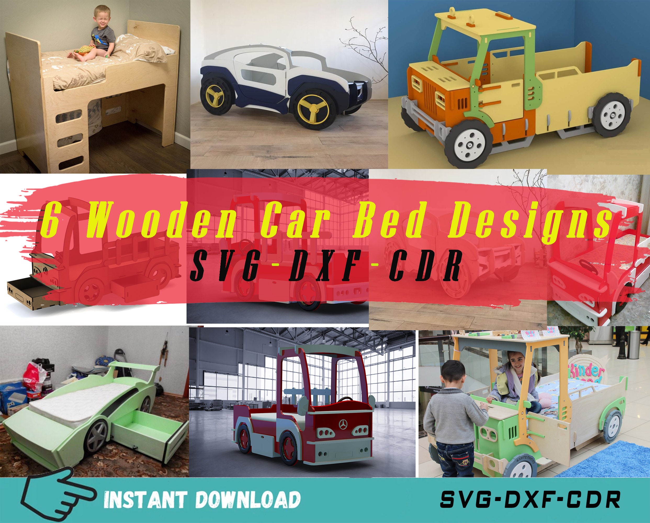 6 Wooden Car Bed for Kid Laser Cut File Wooden Car Bed Svg Etsy