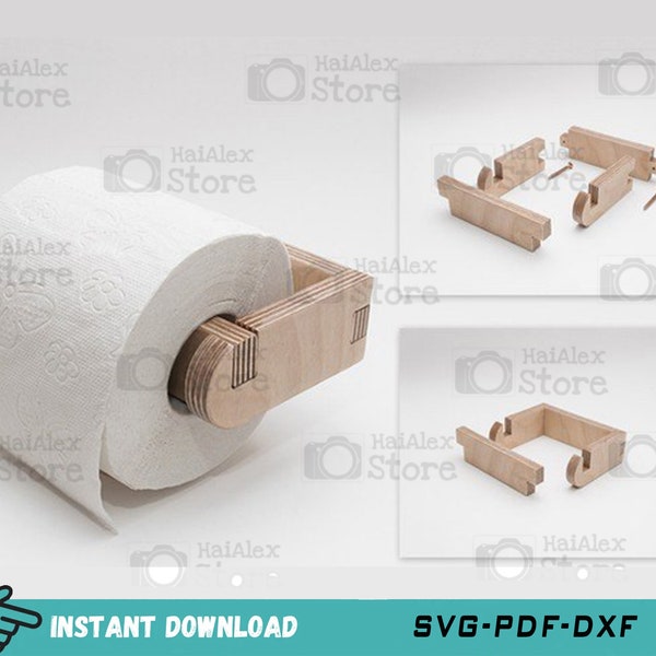 Simple Wooden Toilet Paper Roll Holder Svg File for Laser Cut, Toilet Paper Holder Laser Cut, Toilet Roll Paper Holder Vector Svg Dxf Pdf