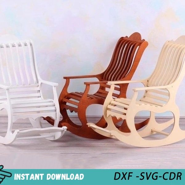 Wooden Armchair 18mm Laser Cut Files, Rocking Chair Template, Rocking Chair Svg Dxf Cdr File, Glowforge Laser Machines Digital Cut Plans