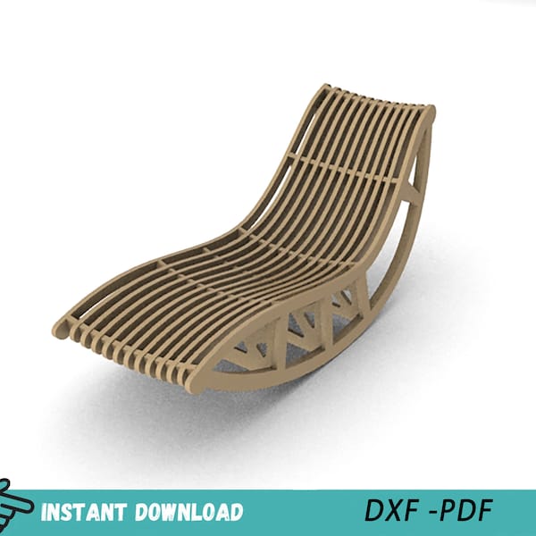 Wooden Puzzle Long Chair Laser Cut Files, Wooden Furniture Template, Long Chair Plans Outdoor Furniture DIY, Chair Dxf - Instant Download