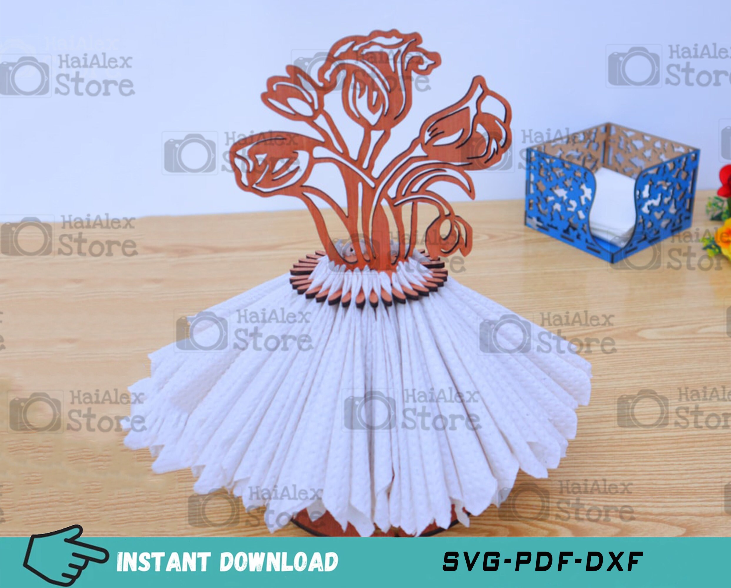 Wooden Flower Napkin Holder Svg Files for Laser Cut Flower Etsy UK