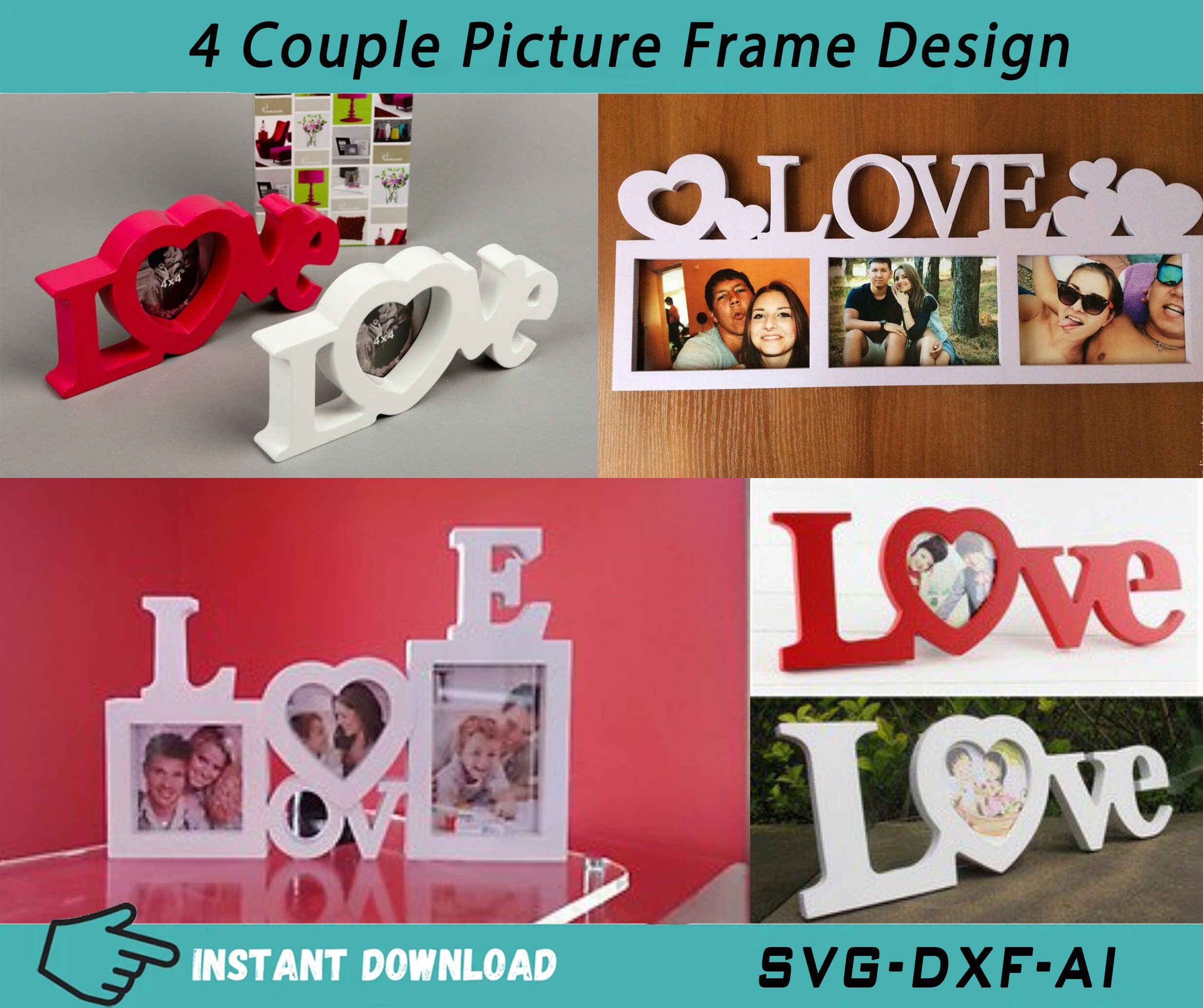 Love Couple Photo Frame Svg for Laser Cut Love Picture Frame Etsy
