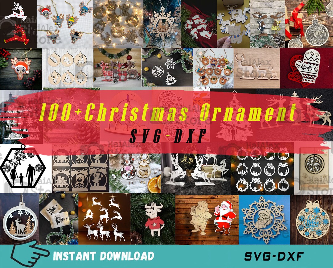 100 Wooden Christmas Ornament Svg Files for Laser Cut - Etsy