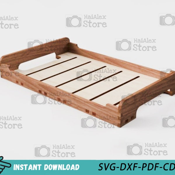 Wooden Flat Tray Laser Cut Files, Flat Tray Template, Tray Vector Plan, Service Tray Svg Dxf Pdf Cdr for Cnc Glowforge, Instant download