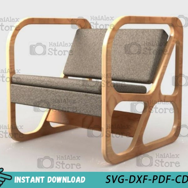 Wooden Chair Laser Cut Files, Chair Furniture Template, New Model Chair Vector Plan, Chair Svg Dxf Pdf Cdr Cnc Pattern Glowforge - Digital