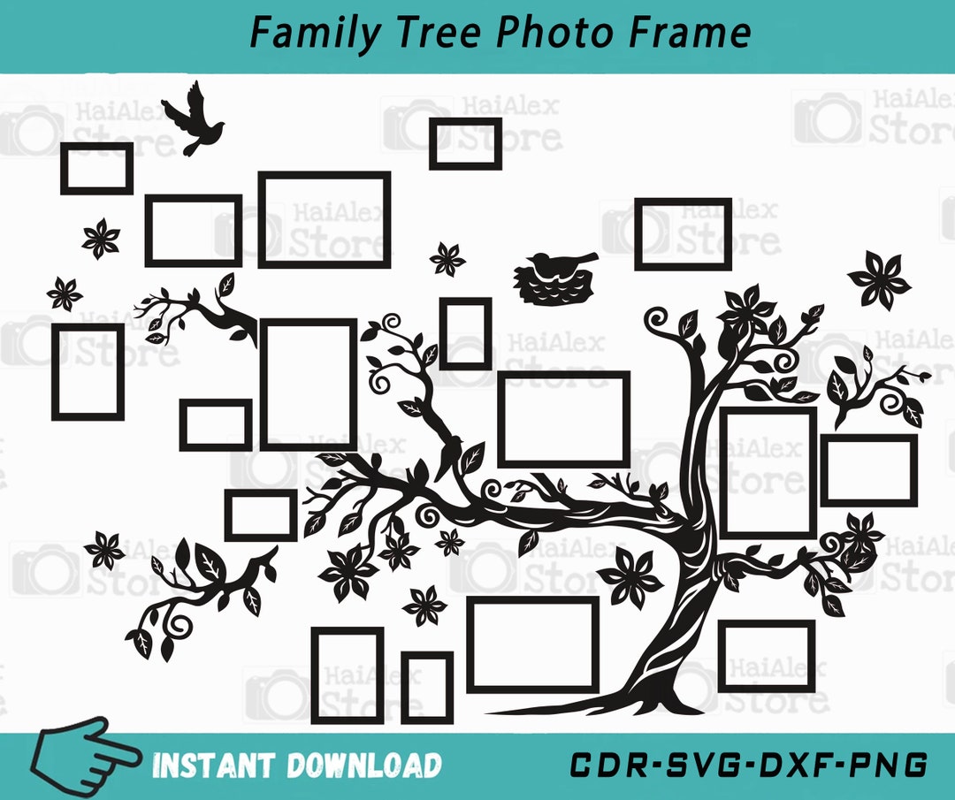 Family Tree Photo Frames Svg Png Cdr Dxf Files for Cricut Silhouette