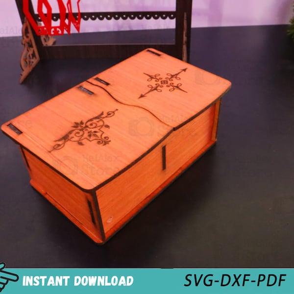 Wooden Jewelry Box 4mm Laser Cut Files, Jewelry Box Template, Jewelry Box Svg Dxf Pdf Glowforge Cnc Cutting - Instant Download