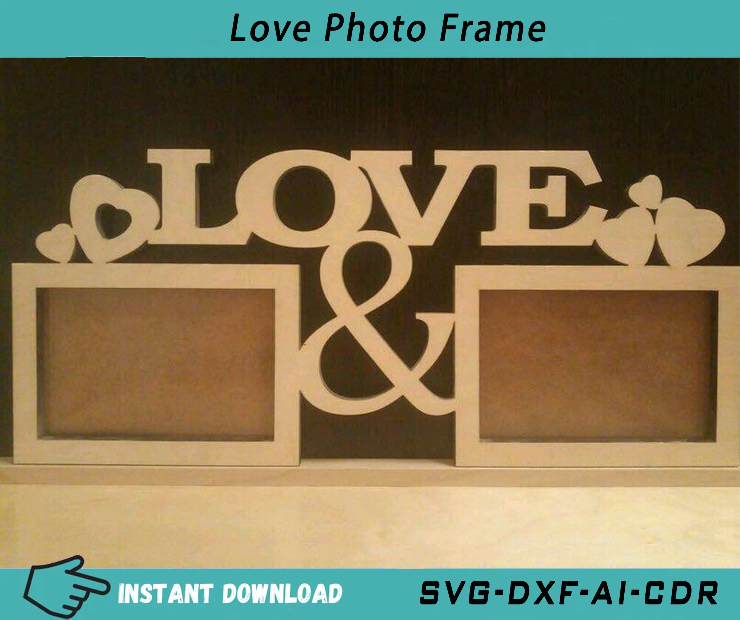 Love Photo Frame Svg for Laser Cut Love Picture Frame Svg Dxf Etsy