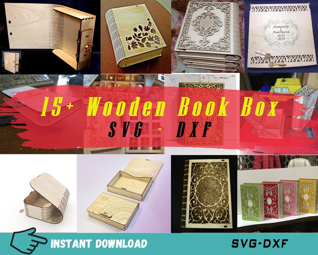 15 Wooden Decorative Book Box Svg File for Laser Cut, Decorative Quran