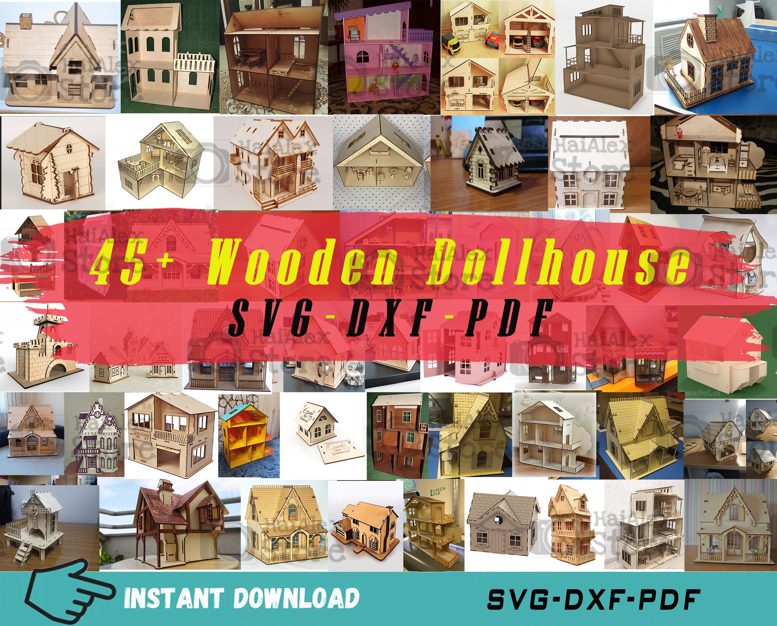 45 Wooden Dollhouse Svg File for Laser Cut Dollhouse With Etsy UK