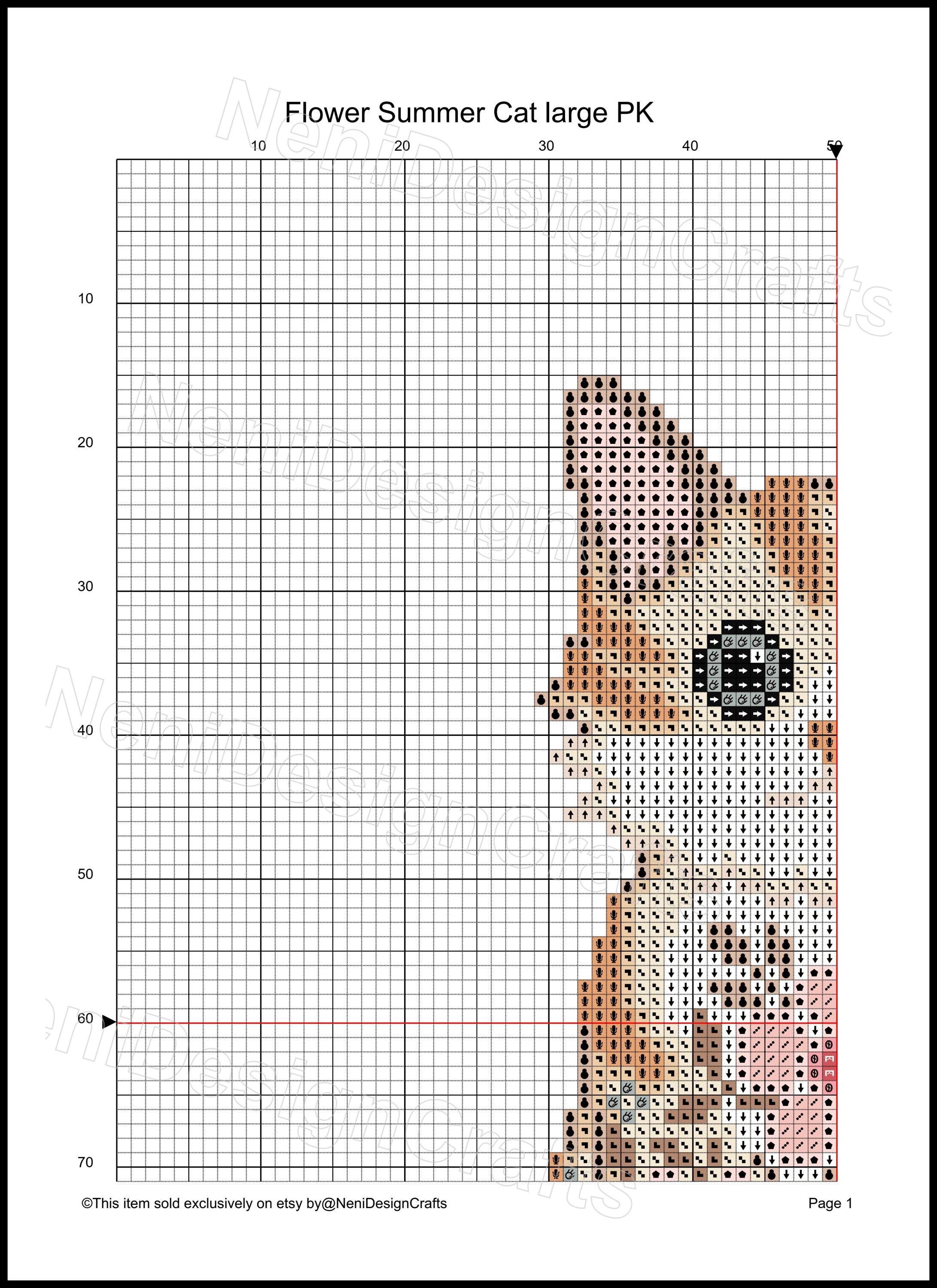 Floral Kitten Cross Stitch Pattern, Summer Cat Embroidery (PDF Pattern ...