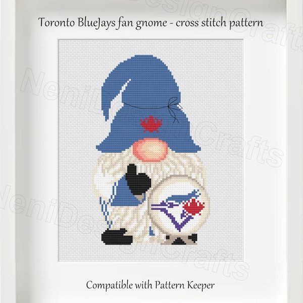 Baseball fan Gnome Cross stitch pattern Baseball team Cute gnomes DIY Home decor Fan cross stitch Personal gift Personal gift Ball Kids room