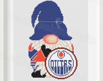 Hockey fan Gnome Cross stitch pattern Hockey team Cute gnome pattern DIY Cute decoration Home decor Hockey fan gnome Wall decor Kids room