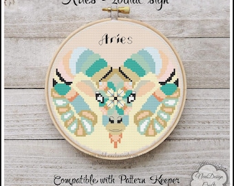 Aries Zodiac Sign Cross Stitch Pattern (DIY)