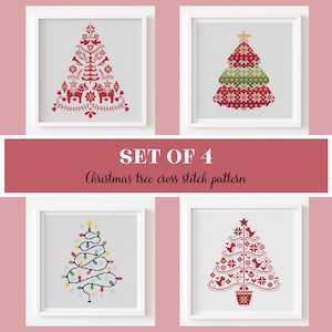 Christmas tree Cross stitch, Norwegian lovers, Scandinavian, Dala horse, Christmas light bulb (PDF pattern)
