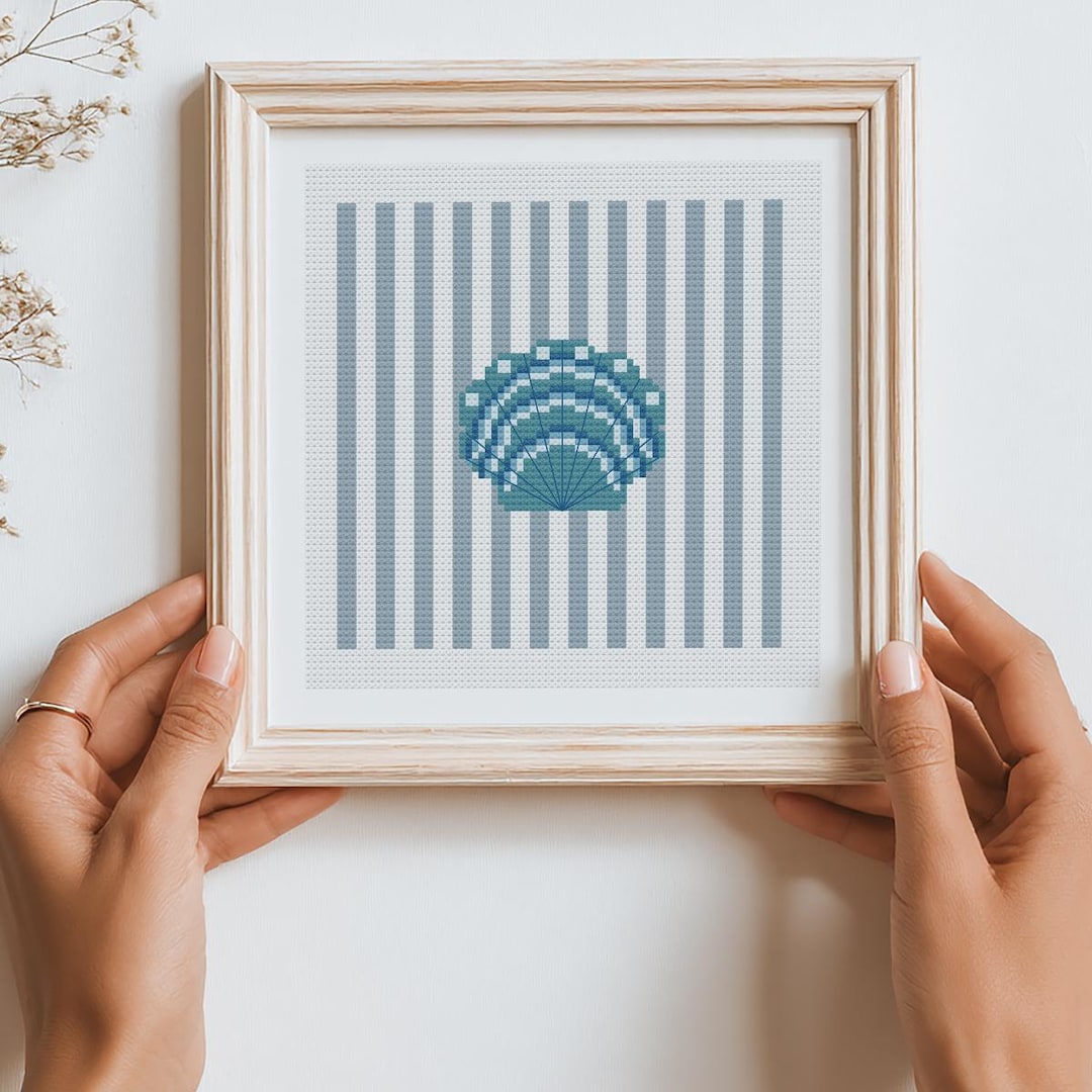 Seashell Cross Stitch Pattern: Striped Coastal Beach Decor (PDF) - Etsy