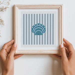 Seashell Cross Stitch Pattern: Striped Coastal Beach Decor (PDF)
