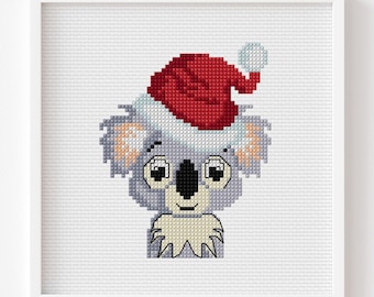 Christmas Koala Cross Stitch Pattern, Holiday Animals (Digital Download)