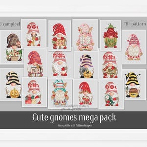 Gnomes Cross stitch pattern Cute Gnomes Christmas Valentine&#39;s day Home decor PDF pattern Digital cross stitch Modern pattern Cute gnomies