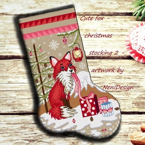 4 cute animal christmas stocking, cross stitch pattern, cross stitch christmas stocking, animal cross stitch, cross stitch package christmas image 2